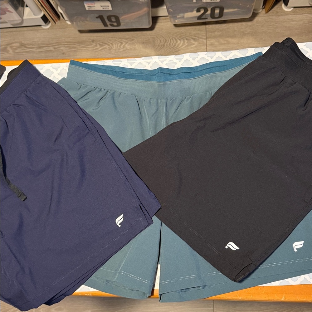 🔹NEW…Fabletics Set of (3) .The Fundamental Short ll Unlined Black, Navy &  Slate